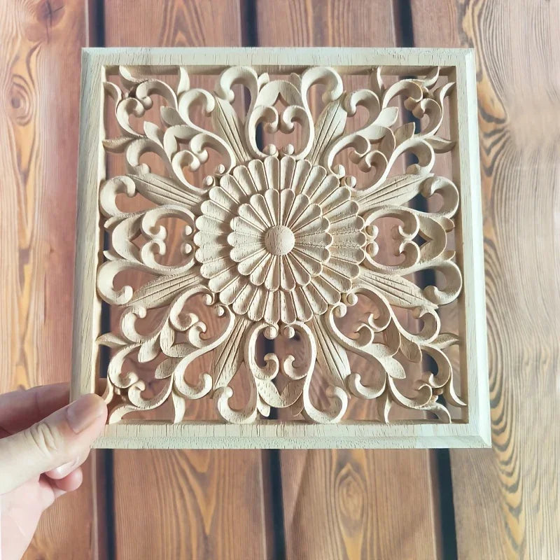 Wooden Square Applique 20cm Unpainted Home Decor Cornice