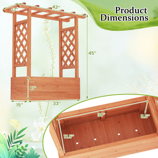 Patent Pending Wooden Raised Garden Bed with Trellis and Hanging Roof-Orange
