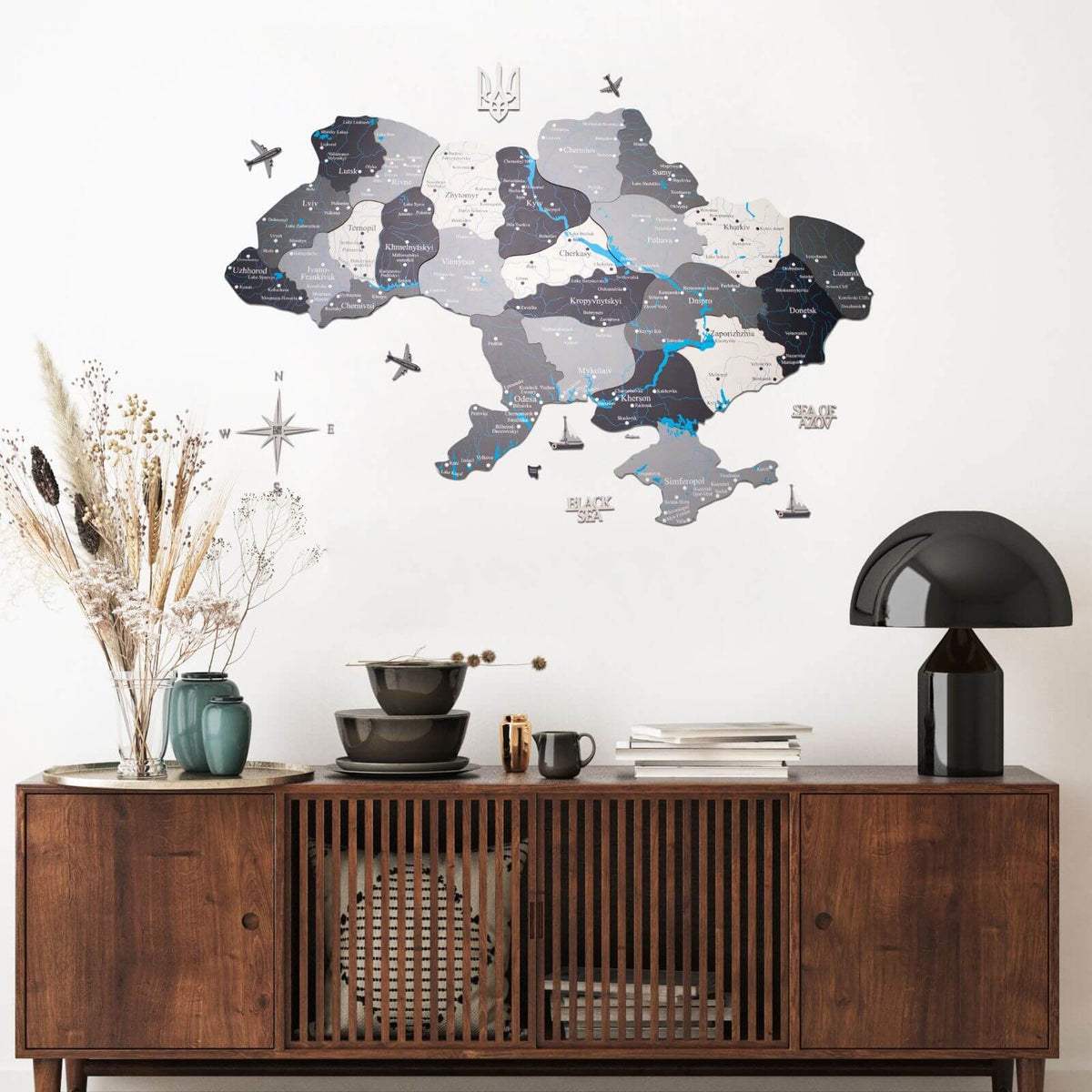 Wooden Map of Ukraine Multicolor