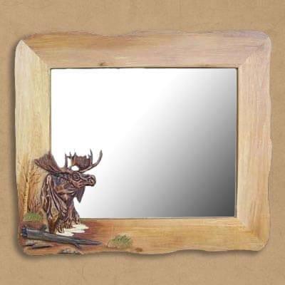 Woodland Moose Wood Framed Mirror - Gifts for You 'n Me