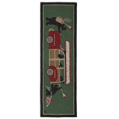 Woody Wagon Bears Hooked Wool Runner