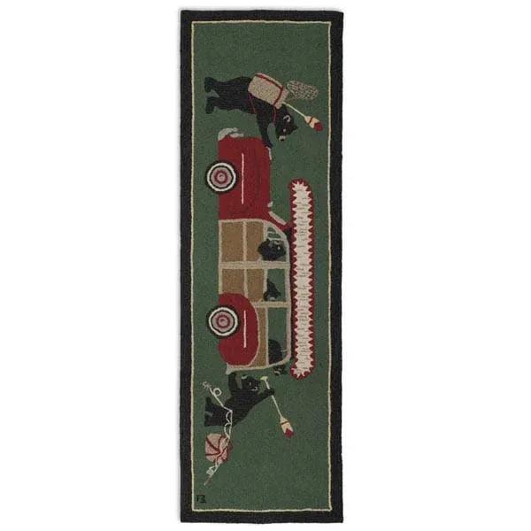 Woody Wagon Bears Hooked Wool Runner - Gifts for You 'n Me