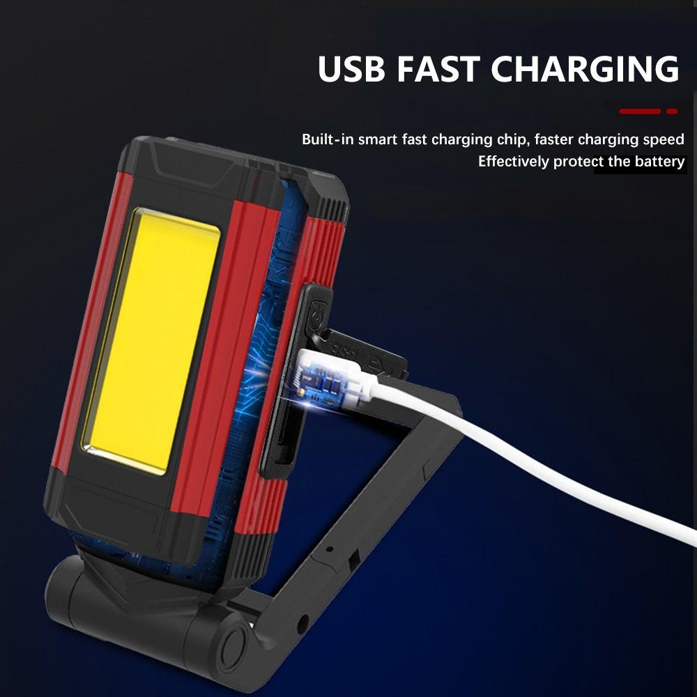 Work Light Rechargeable LED Camping Waterpoof Portable Multifunctional Adjustable USB Light Hanging Hook& Magnetic Base Flashlight For Hurricane Camping Hiking Riding Fishing Jogging Household