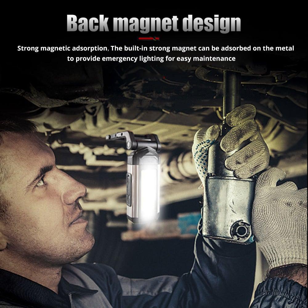 Work Light Rechargeable LED Camping Waterpoof Portable Multifunctional Adjustable USB Light Hanging Hook& Magnetic Base Flashlight For Hurricane Camping Hiking Riding Fishing Jogging Household