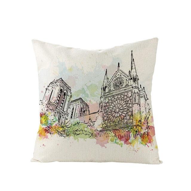 World Famous City Building Tower Paris Printing Pillow Covers For Home Chair Car Decorative Cushion Covers 45*45cm