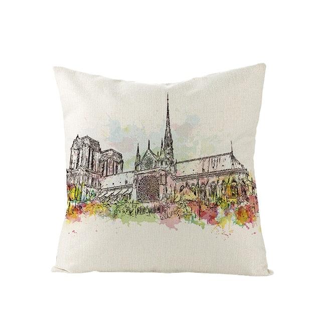World Famous City Building Tower Paris Printing Pillow Covers For Home Chair Car Decorative Cushion Covers 45*45cm