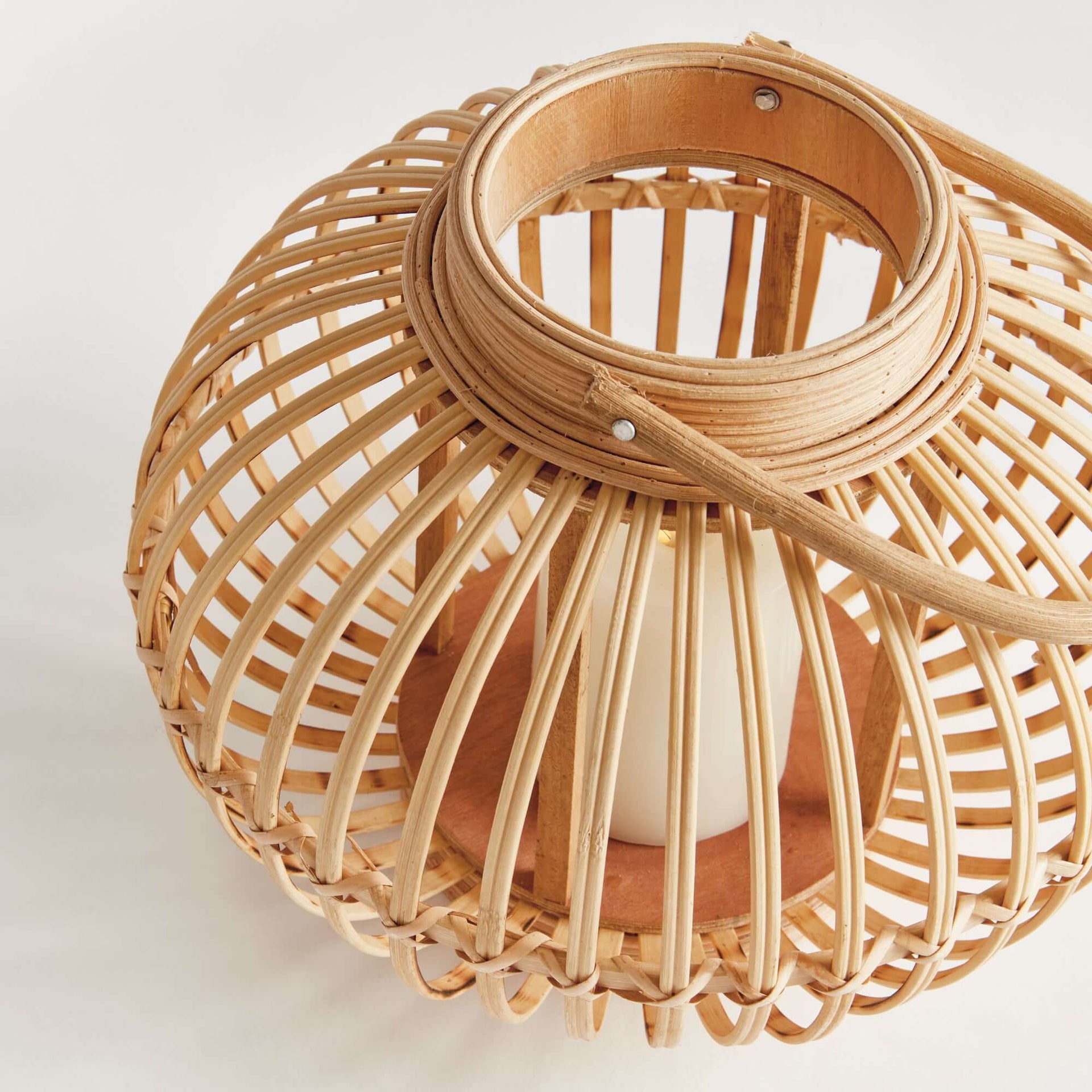 Woven Rattan Bamboo Round Candle Lantern