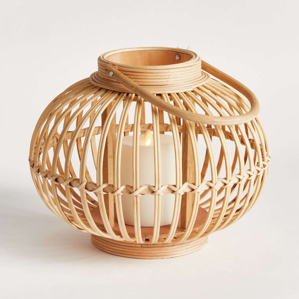 Woven Rattan Bamboo Round Candle Lantern