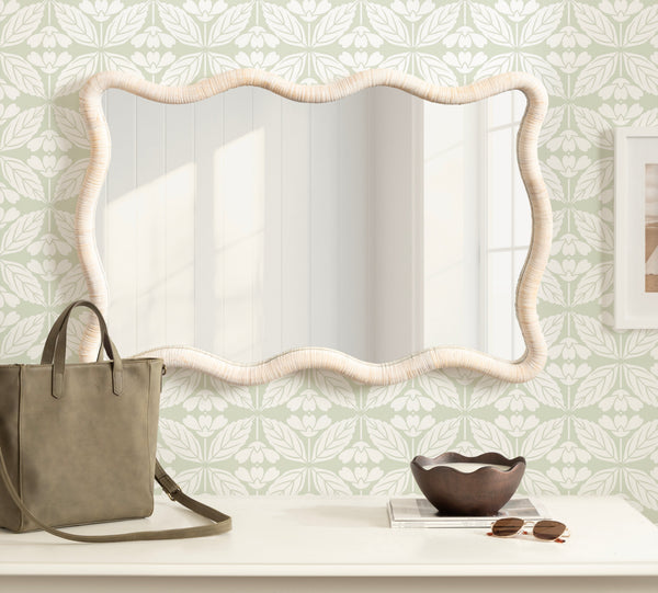 Rahfy Rattan Rectangle Scallop Mirror