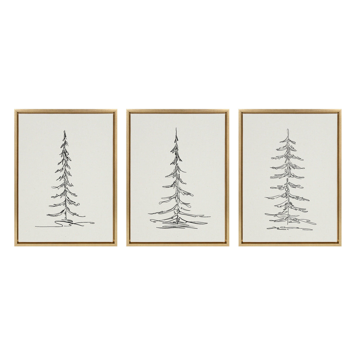 Sylvie Minimalist Evergreen Trees Framed Canvas Set by The Creative Bunch Studio