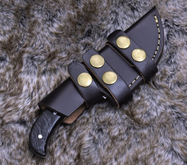 Wraith Damascus Skinning Knife with Ram Horn Handle