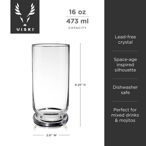 Mercury Crystal Highball Glasses, Set of 2
