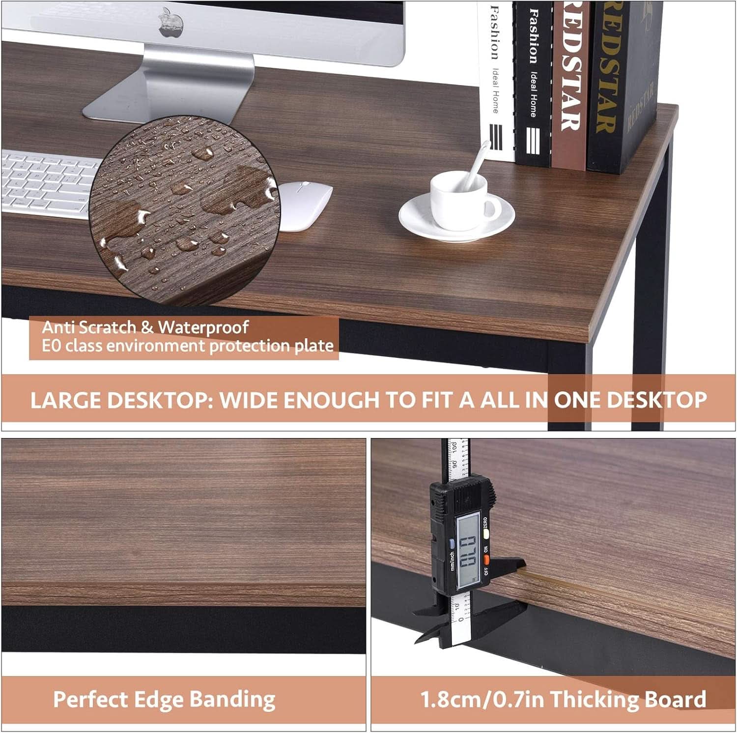 60 Inch Walnut Writing Computer Desk For Home Office