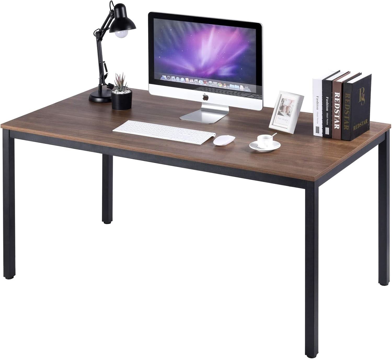 60 Inch Walnut Writing Computer Desk For Home Office