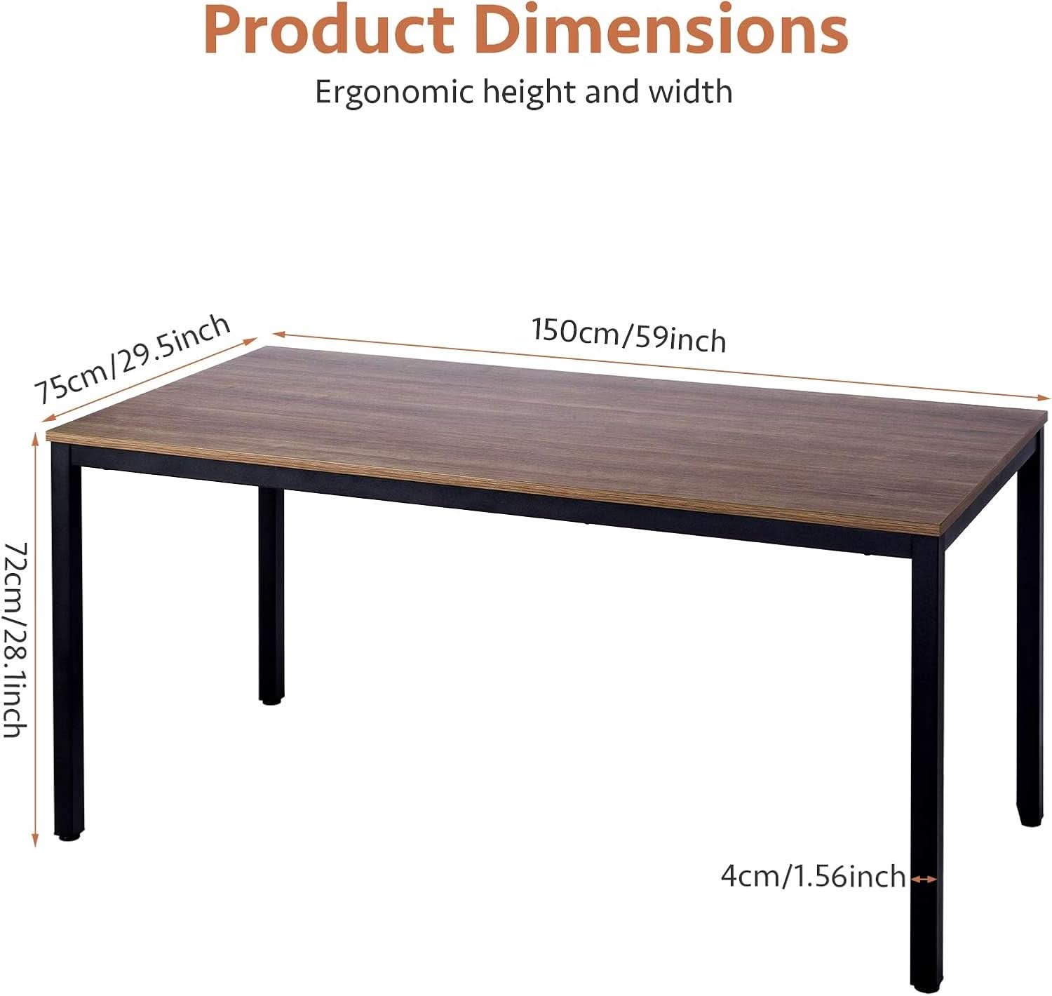 60 Inch Walnut Writing Computer Desk For Home Office