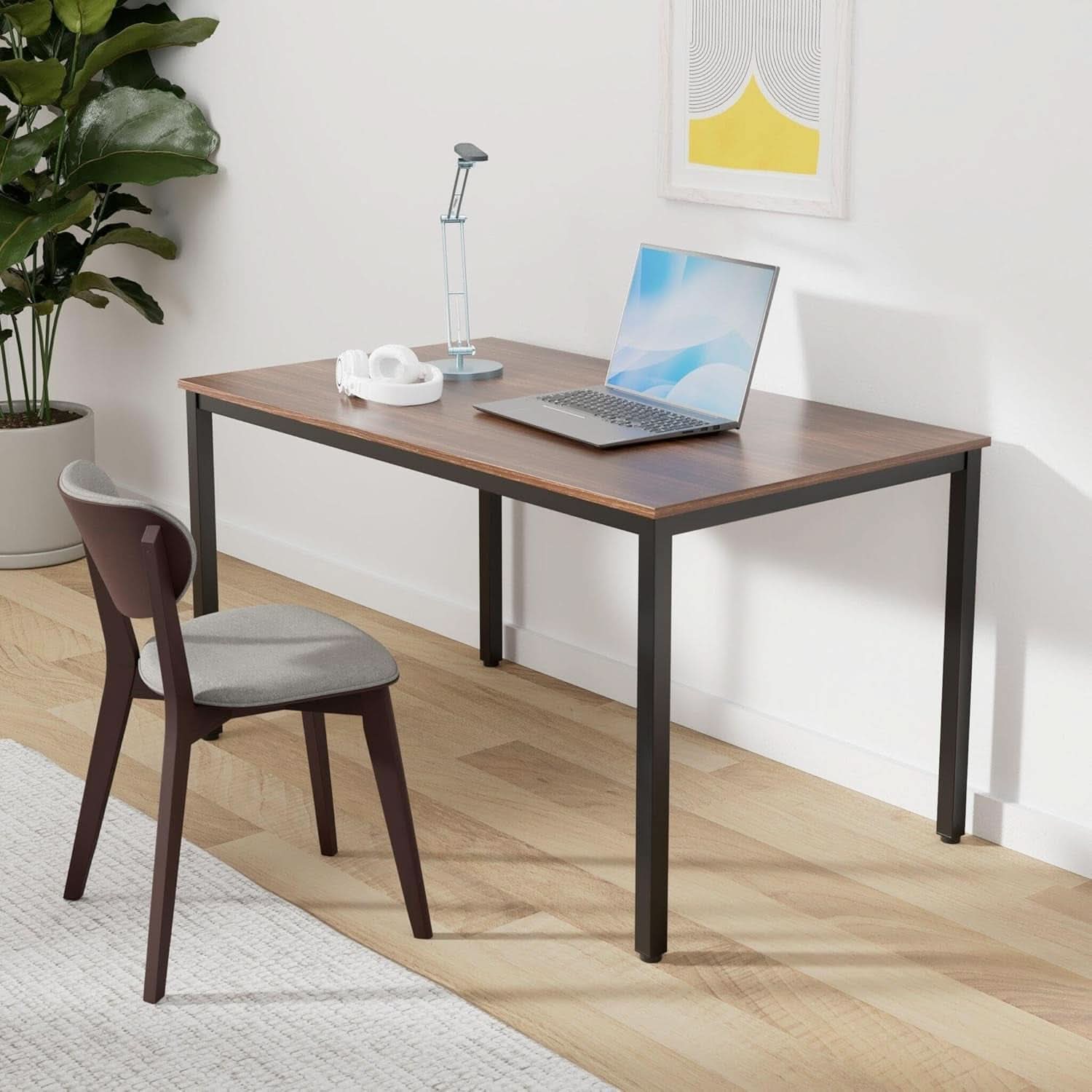 60 Inch Walnut Writing Computer Desk For Home Office