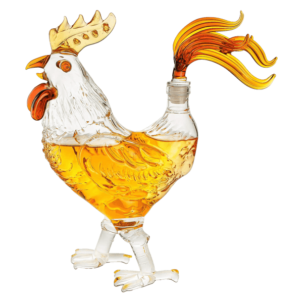 Cock - Chicken Decanter 500ml Whiskey and Wine Decanter - by The Wine Savant, Rooster Glass Decanter For Whiskey, Scotch, Spirits, Wine Or Vodka For Whiskey Lovers