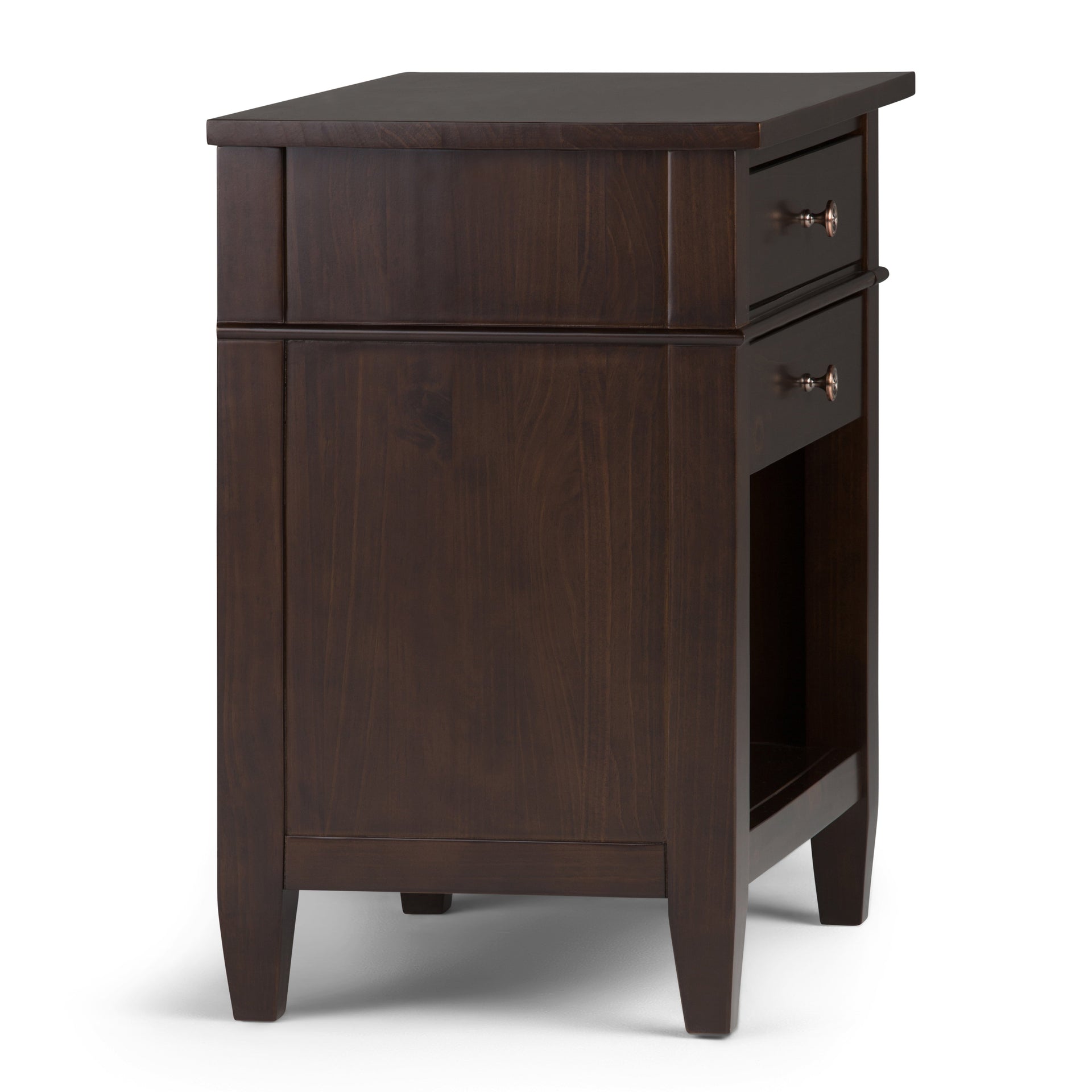 Carlton 24 Inch Wide Solid Wood Bedside Table in Brunette