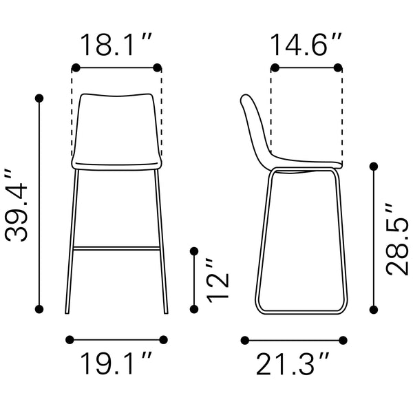 Smart Barstool (Set of 2) Black