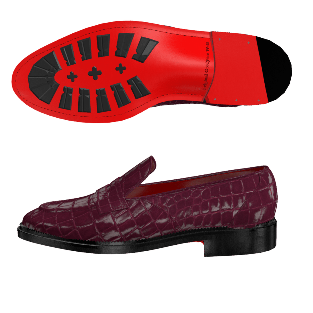 Dralyon - Real Exotic Crocodile/alligator skin leather red bottoms loafers