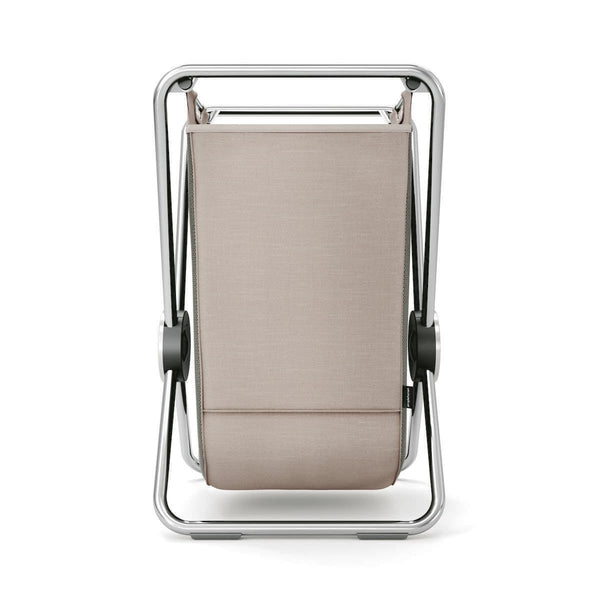 Modern chair with beige seat and backrest on a white background