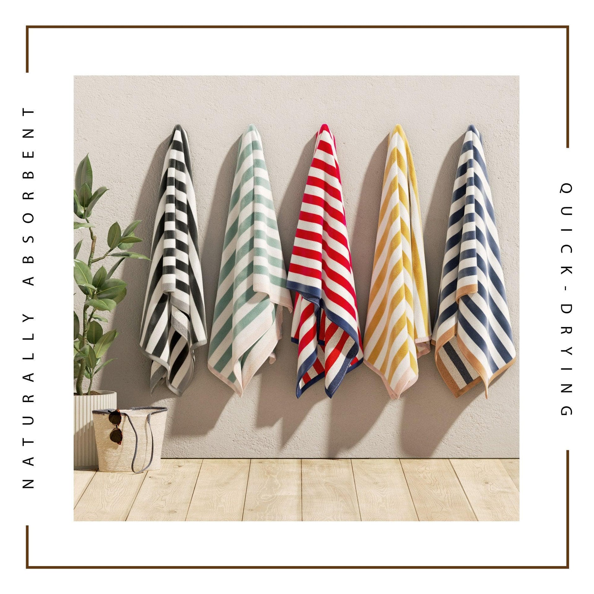 Oversized Striped Border Cabana Beach Towel - Santa Cruz