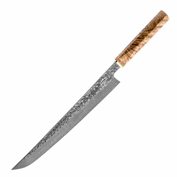 Prime Custom Japanese Slicer Knife with Exotic Olive Wood Burl Handle