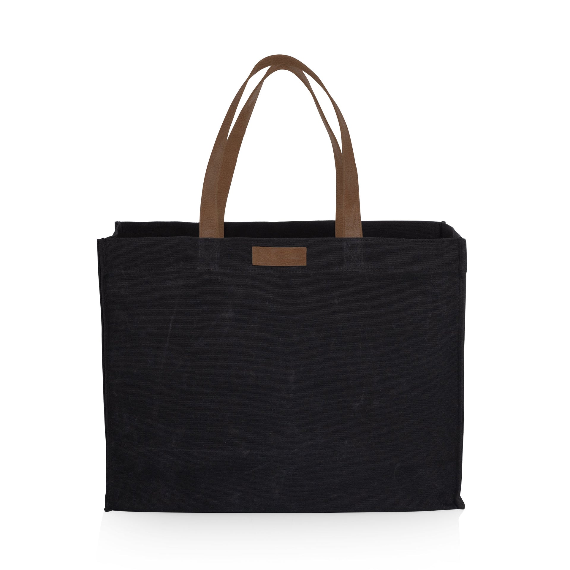 Market Waxed Canvas Tote with Leatherette Handles