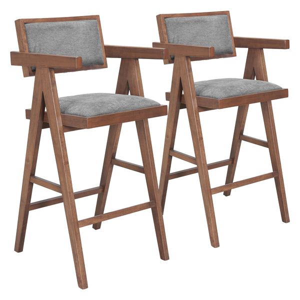 Delhi Barstool (Set of 2) Gray & Walnut