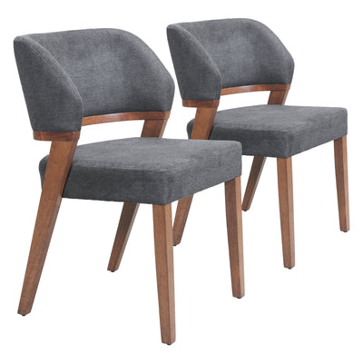 Sunobu Dining Chair (Set of 2) Azure Gray & Walnut