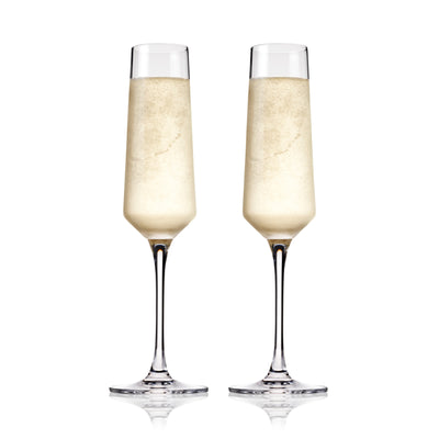 Raye Angled Crystal Champagne Flutes Set of 2