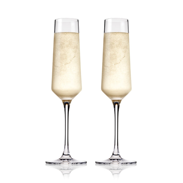 Raye Angled Crystal Champagne Flutes Set of 2