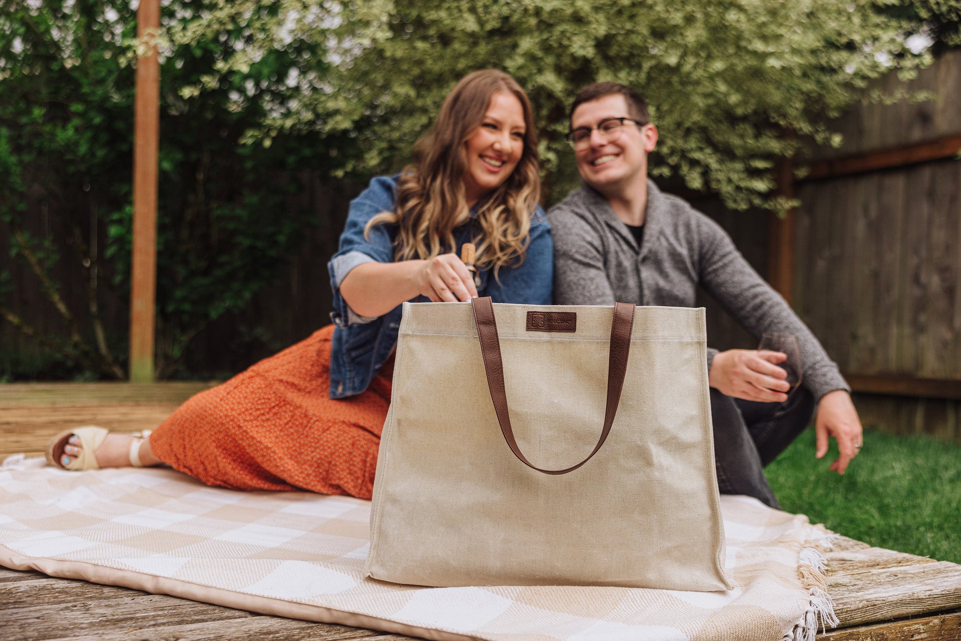 Market Waxed Canvas Tote with Leatherette Handles
