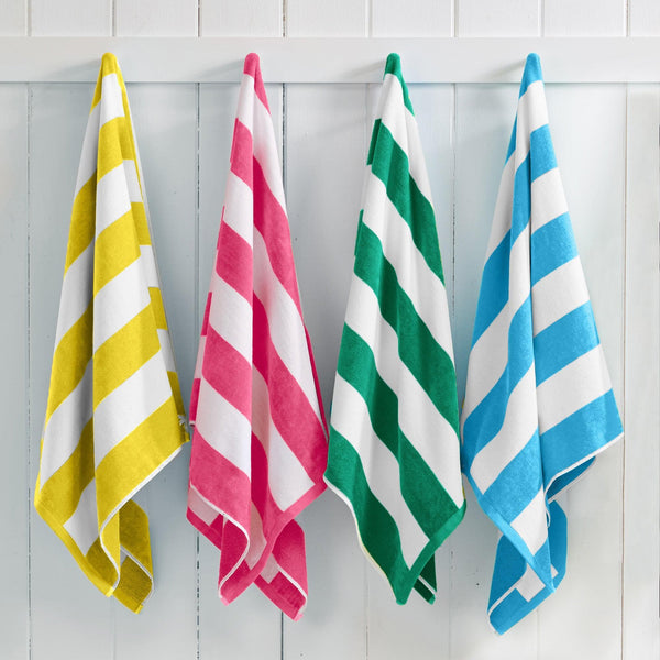 Cotton Velour Cabana Stripe Beach Towel - Novia Collection