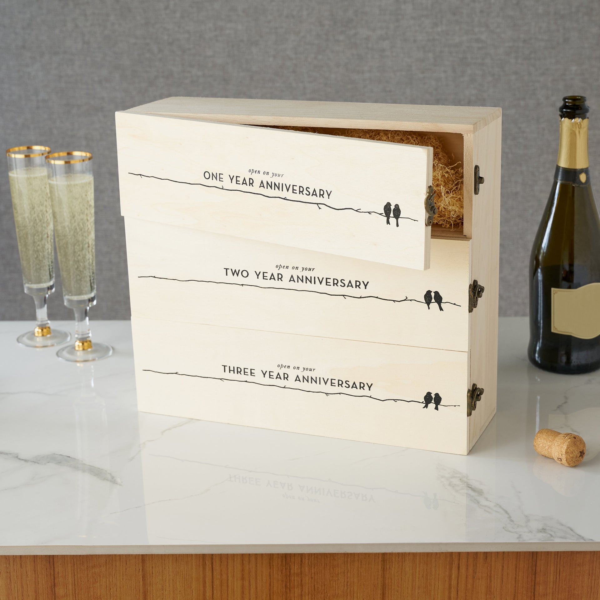 Newlyweds Anniversary Wooden Wine Box