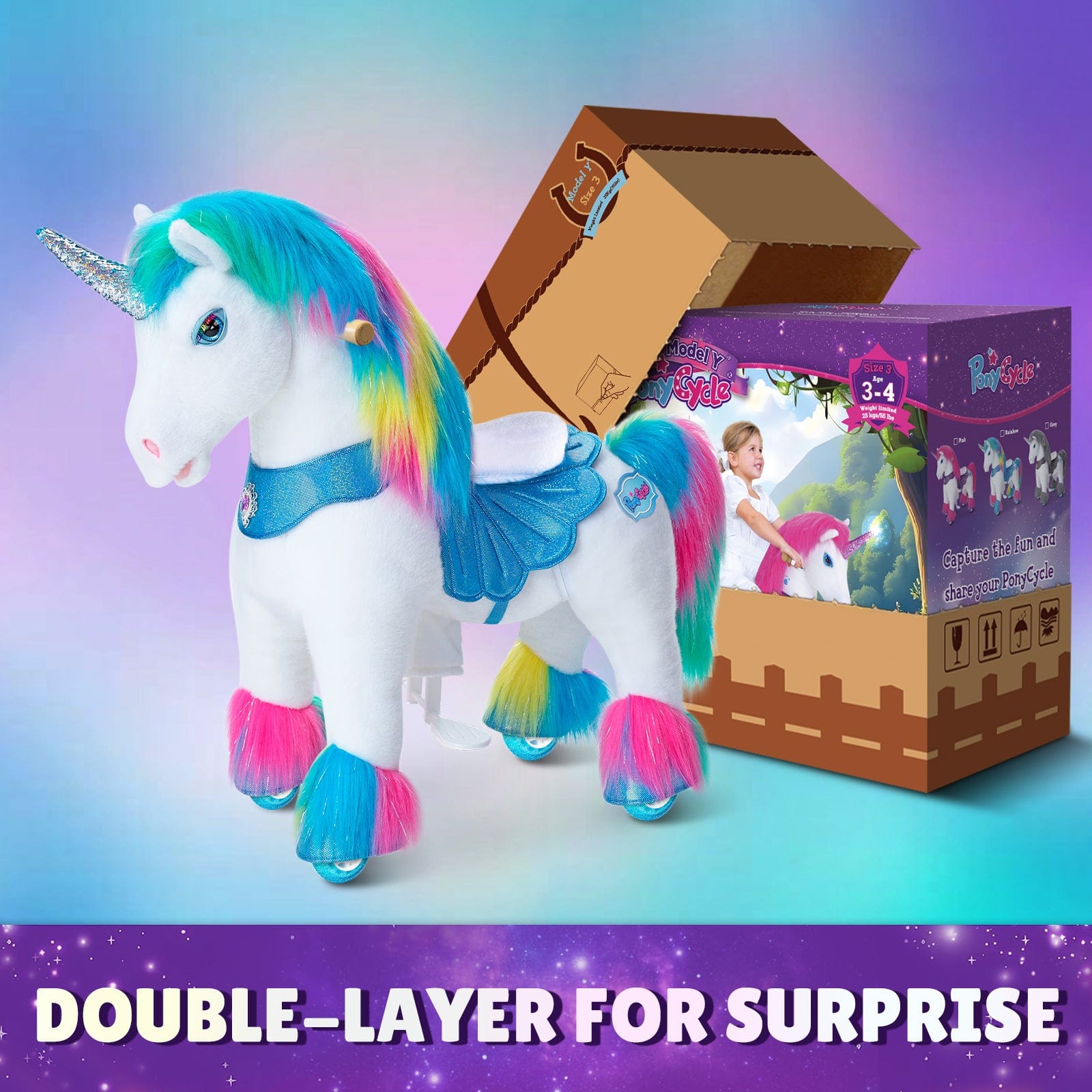 Model Y® Unicorn Ride-On Toy Age 3–4 – Rainbow