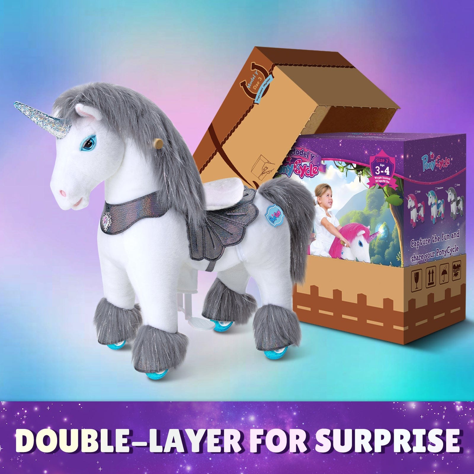 Model Y® Unicorn Ride-On Toy Age 3–4 – Grey