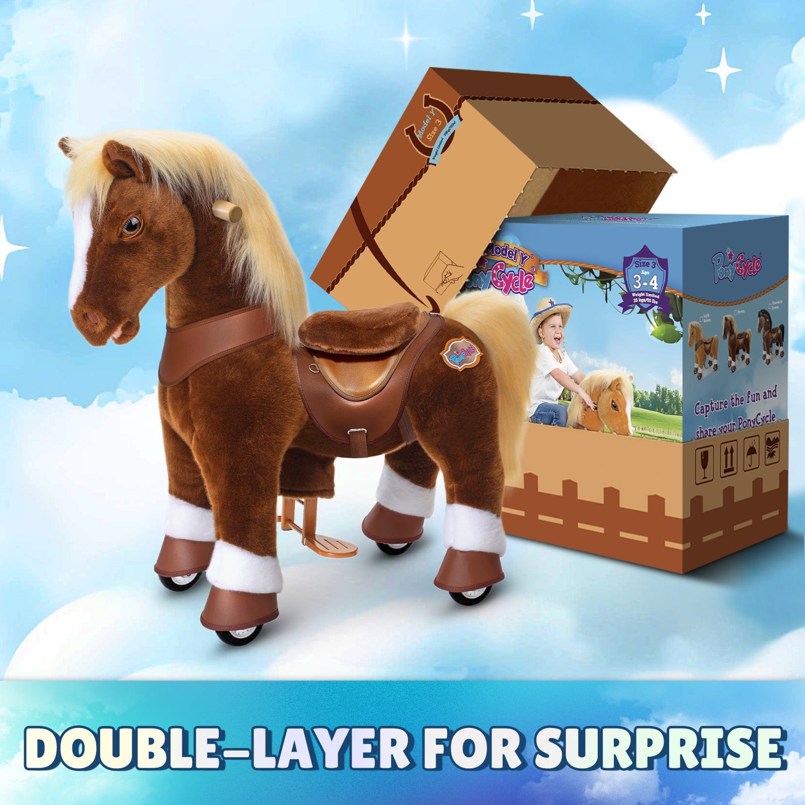 Model Y® Horse Ride-On Toy Age 3–4 – Brown