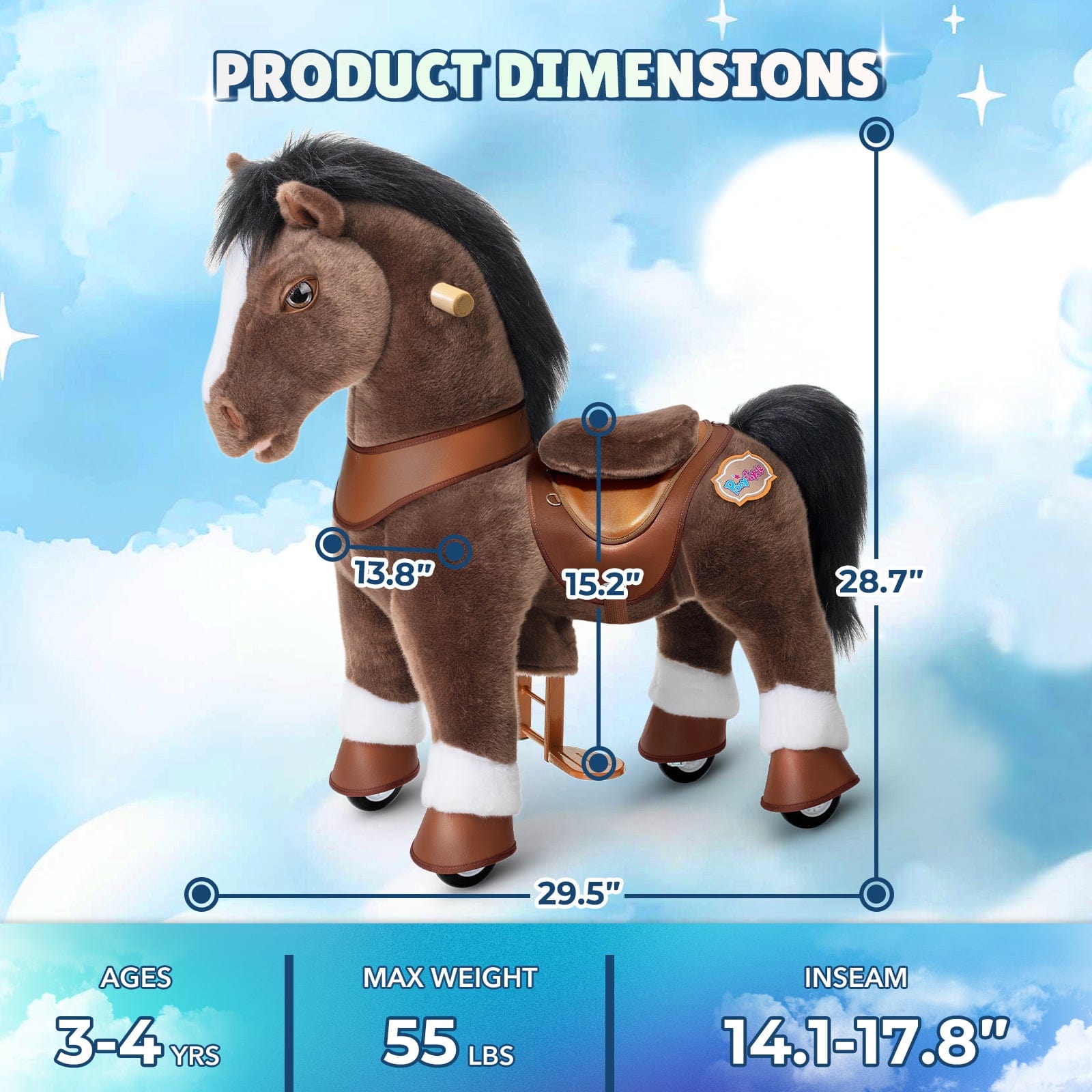 Model Y® Horse Ride-On Toy Age 3–4 – Chocolate Brown