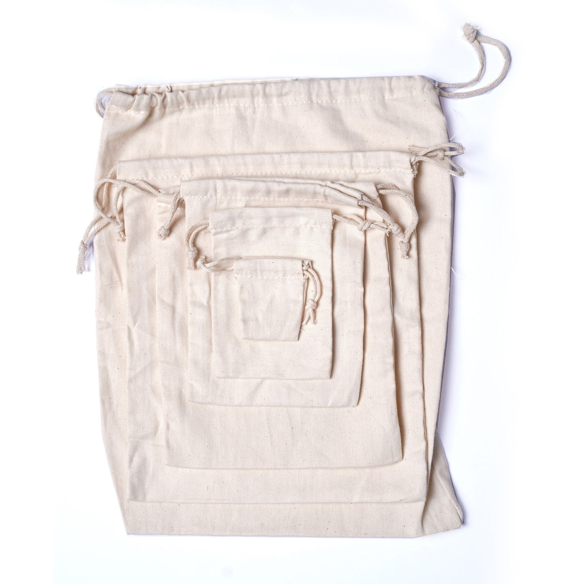 2x3 Inches Reusable Eco-Friendly Double Drawstring Cotton CANVAS Bags Natural Color