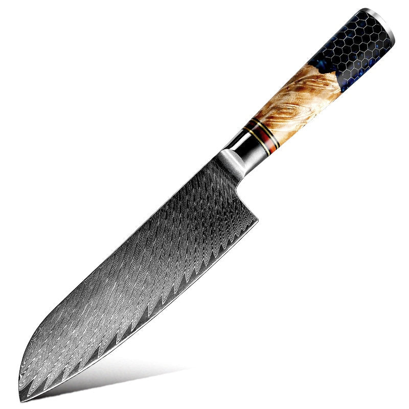 Yamato Damascus Chef Knife with Olive Wood & Resin Handle