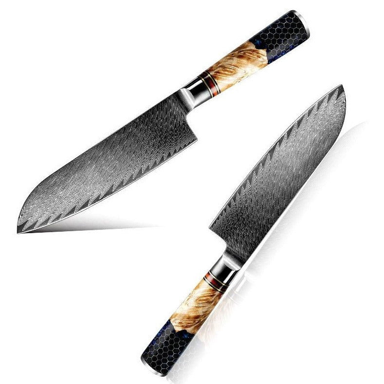 Yamato Damascus Chef Knife with Olive Wood & Resin Handle