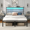 Yanosaku BF006-GR-F Full Size Metal Bed Frame with LED Lights