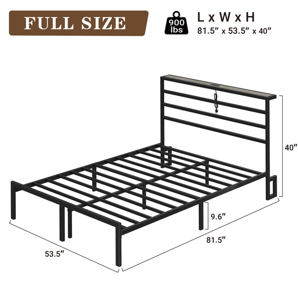 Yanosaku BF006-GR-F Full Size Metal Bed Frame with LED Lights