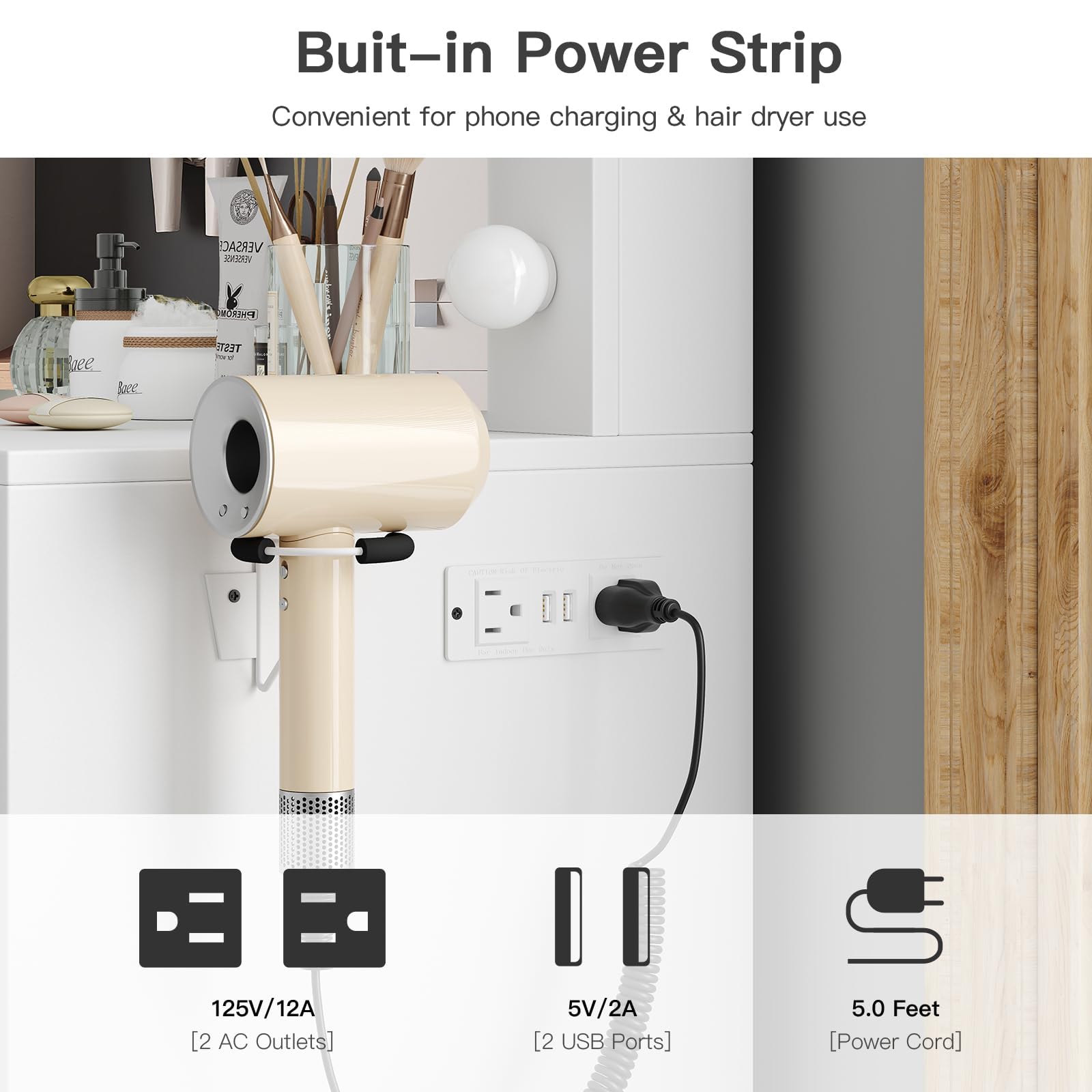 Vektaya US-VD001 Bedroom Makeup Vanity desk with LED Mirror, 5 Drawers Yanosaku Sotre