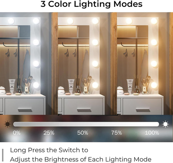 Vektaya US-VD001 Bedroom Makeup Vanity desk with LED Mirror, 5 Drawers Yanosaku Sotre