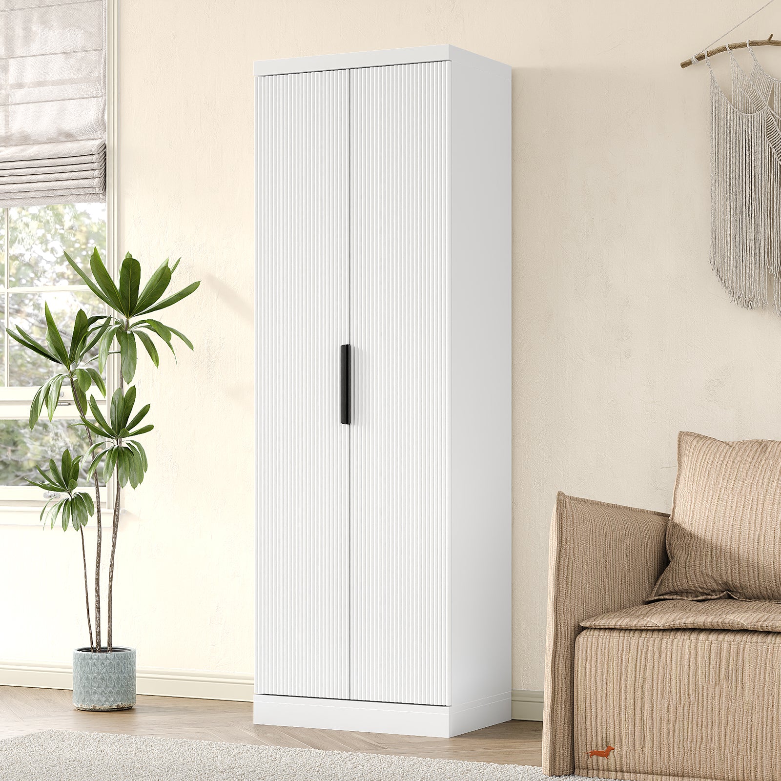 Yanosaku SC002 71'' Tall Storage Cabinet, 5-Tier Fluted Yanosaku Sotre