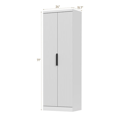 Yanosaku SC002 71'' Tall Storage Cabinet, 5-Tier Fluted