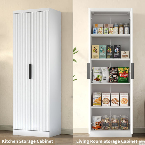 Yanosaku SC002 71'' Tall Storage Cabinet, 5-Tier Fluted Yanosaku Sotre