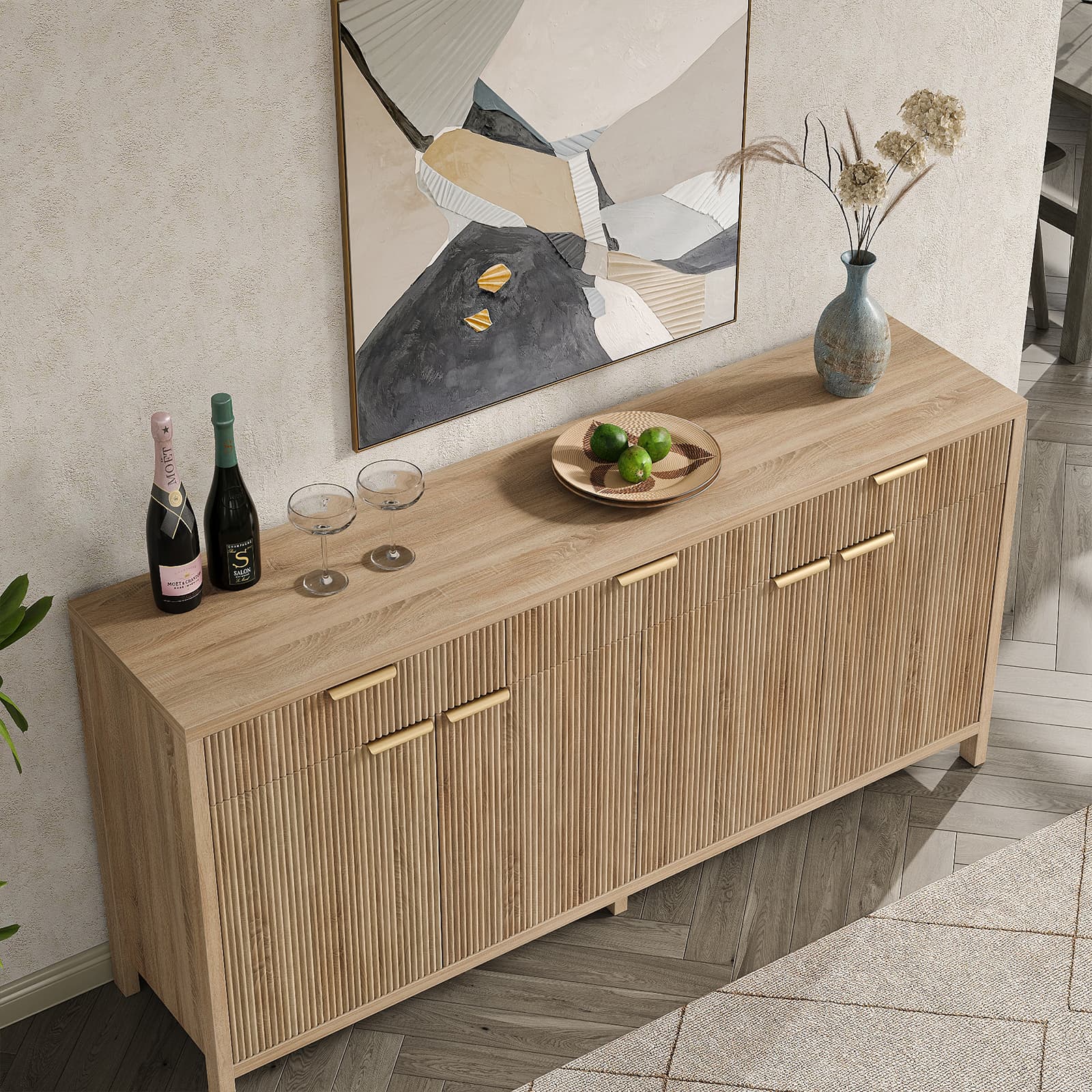 Vektaya US-SC005 66'' Storage Cabinet with Drawers & Doors Yanosaku Sotre